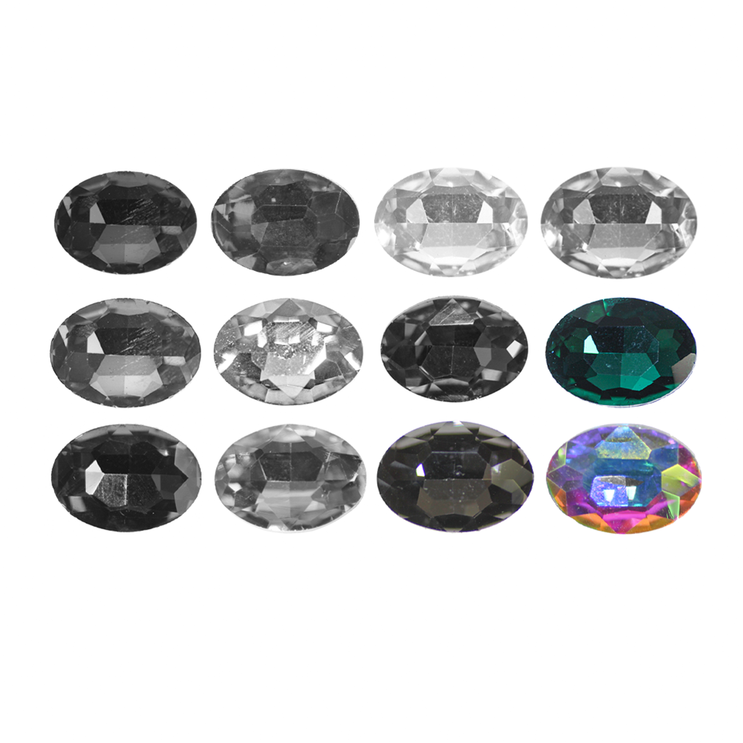 Cabachons, Glass Rhinestone, Oval, Sold Per pkg of 2, Available in Multiple Colours and Sizes