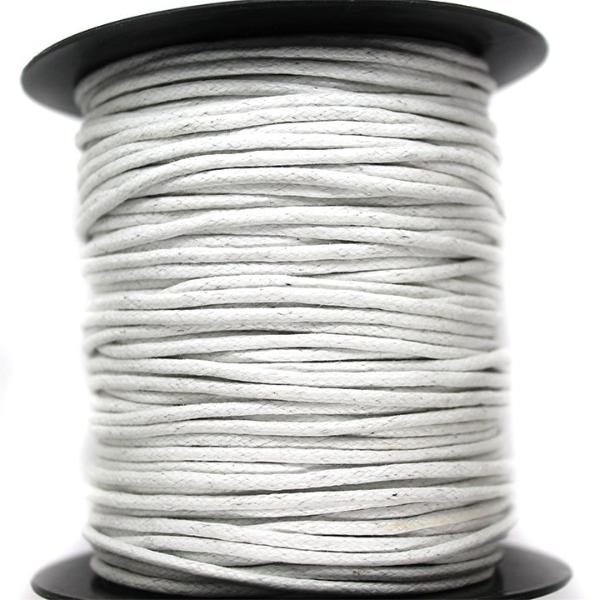 Waxed Cotton Cord, China, White, 2mm, ~ 80 yards