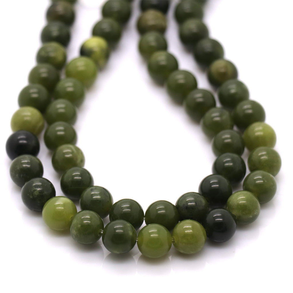 Natural Dark Green Jade, Semi-Precious Stone, 10mm, 36 pcs per strand