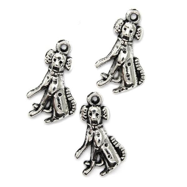 Charms, Dalmatian Dog, Silver, Alloy, 22mm x 13mm, Sold Per pkg 5