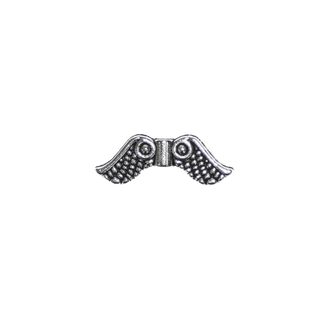 Spacers, Dotted Wings, Silver, Alloy, 7mm x 19mm x 2.5mm, Sold Per pkg of 8