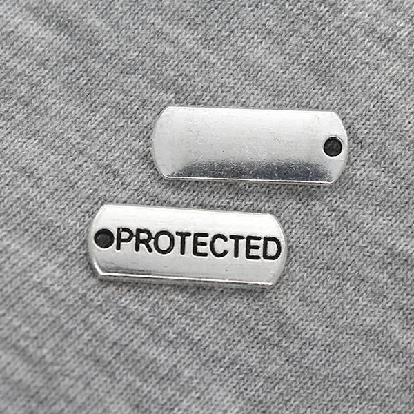 Charms, Protected Tag, Silver, Alloy, 21mm x 8mm, Sold Per pkg 3
