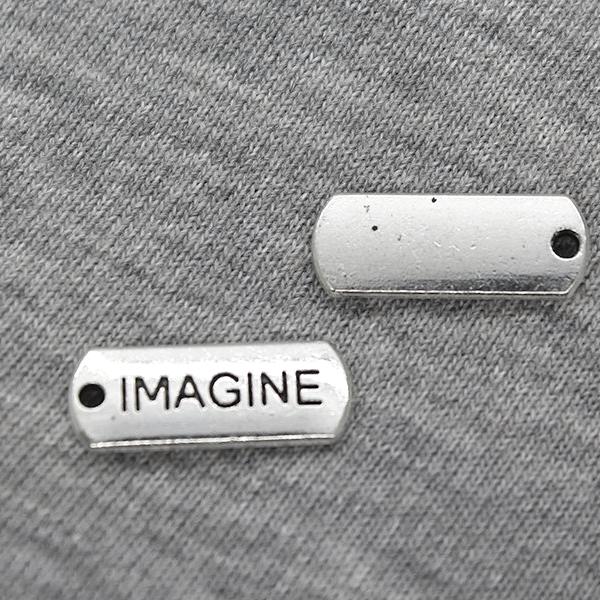 Charms, Imagine Tag, Silver, Alloy, 21mm x 8mm, Sold Per pkg 3