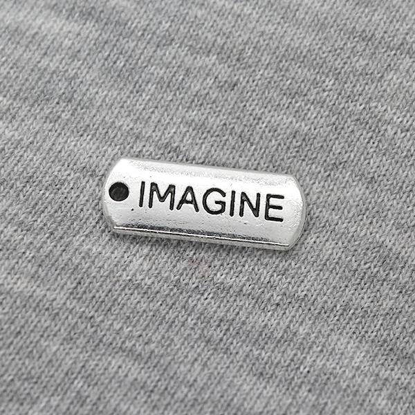 Charms, Imagine Tag, Silver, Alloy, 21mm x 8mm, Sold Per pkg 3