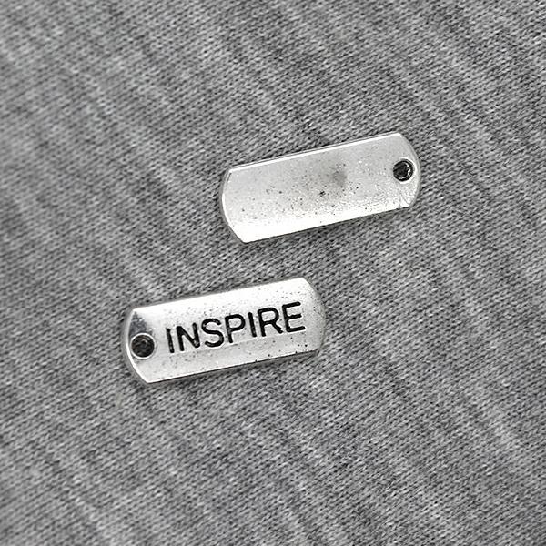 Charms, Inspire Tag, Silver, Alloy, 21mm x 8mm, Sold Per pkg 3
