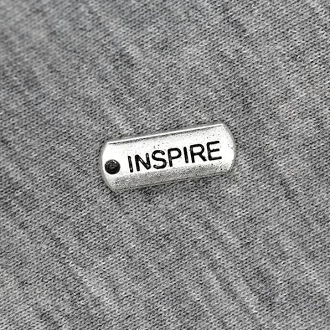 Charms, Inspire Tag, Silver, Alloy, 21mm x 8mm, Sold Per pkg 3