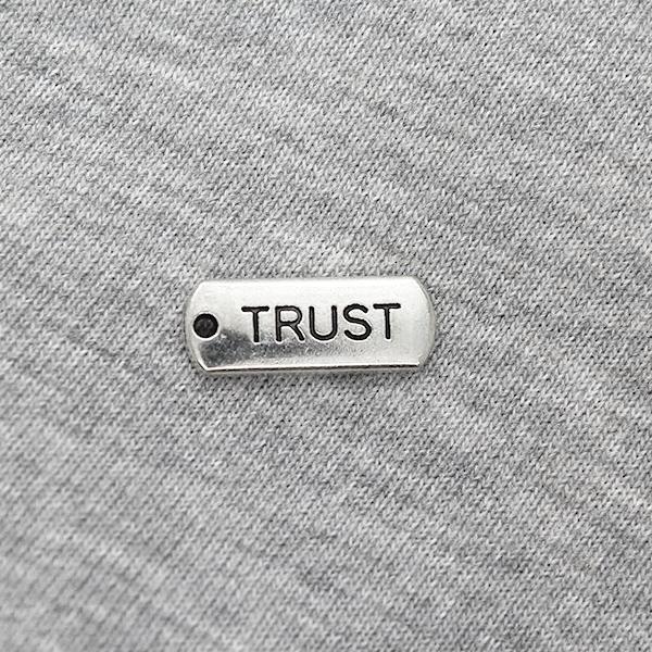 Charms, Trust Tag, Silver, Alloy, 21mm x 8mm, Sold Per pkg 3