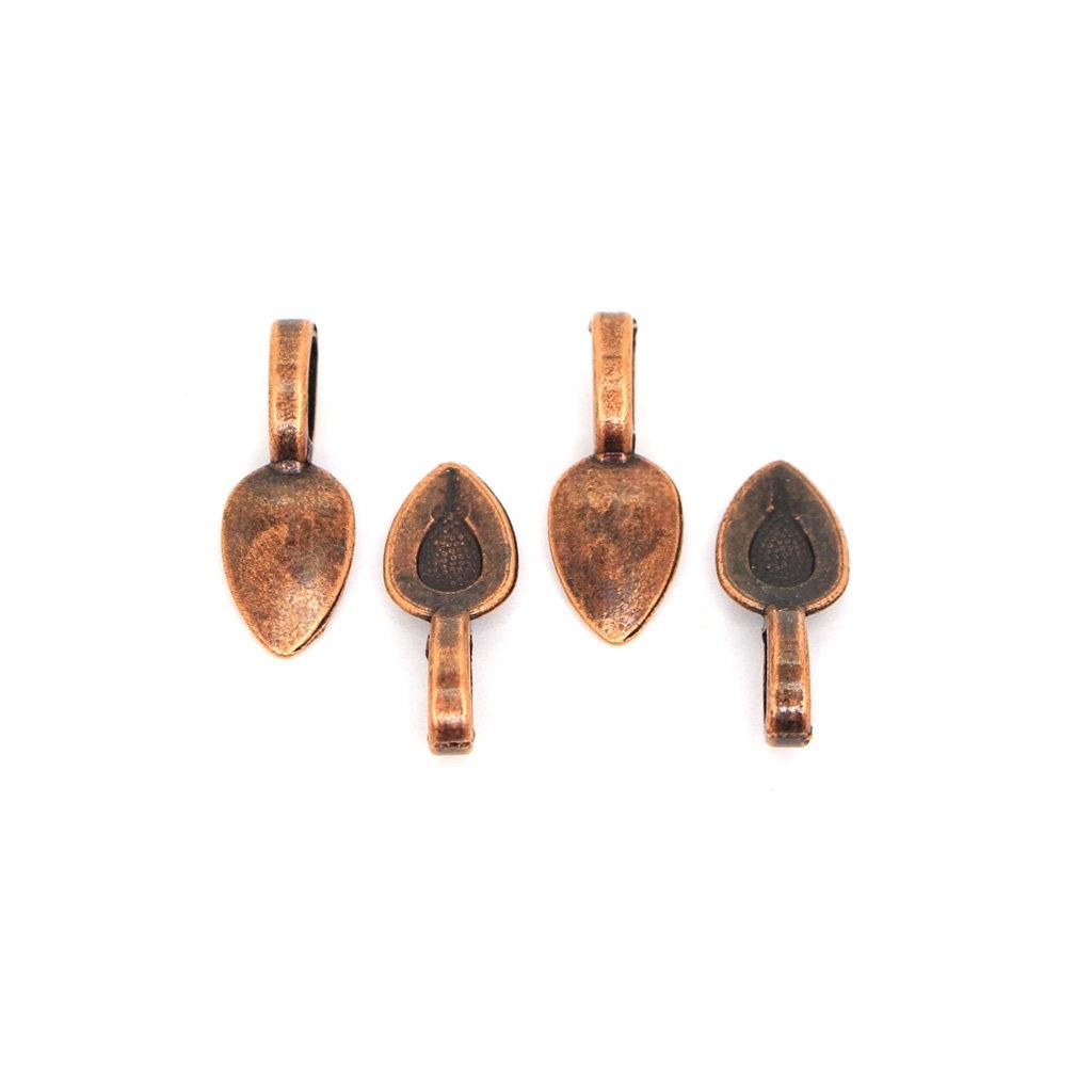 Bails, Glue On Bails, Copper Alloy, 20mm x 8mm , Sold Per pkg of 4 - Butterfly Beads