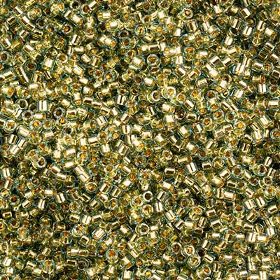 Miyuki Delica 11/0 - Transparent Mint Goldlined- DB00-2522V
