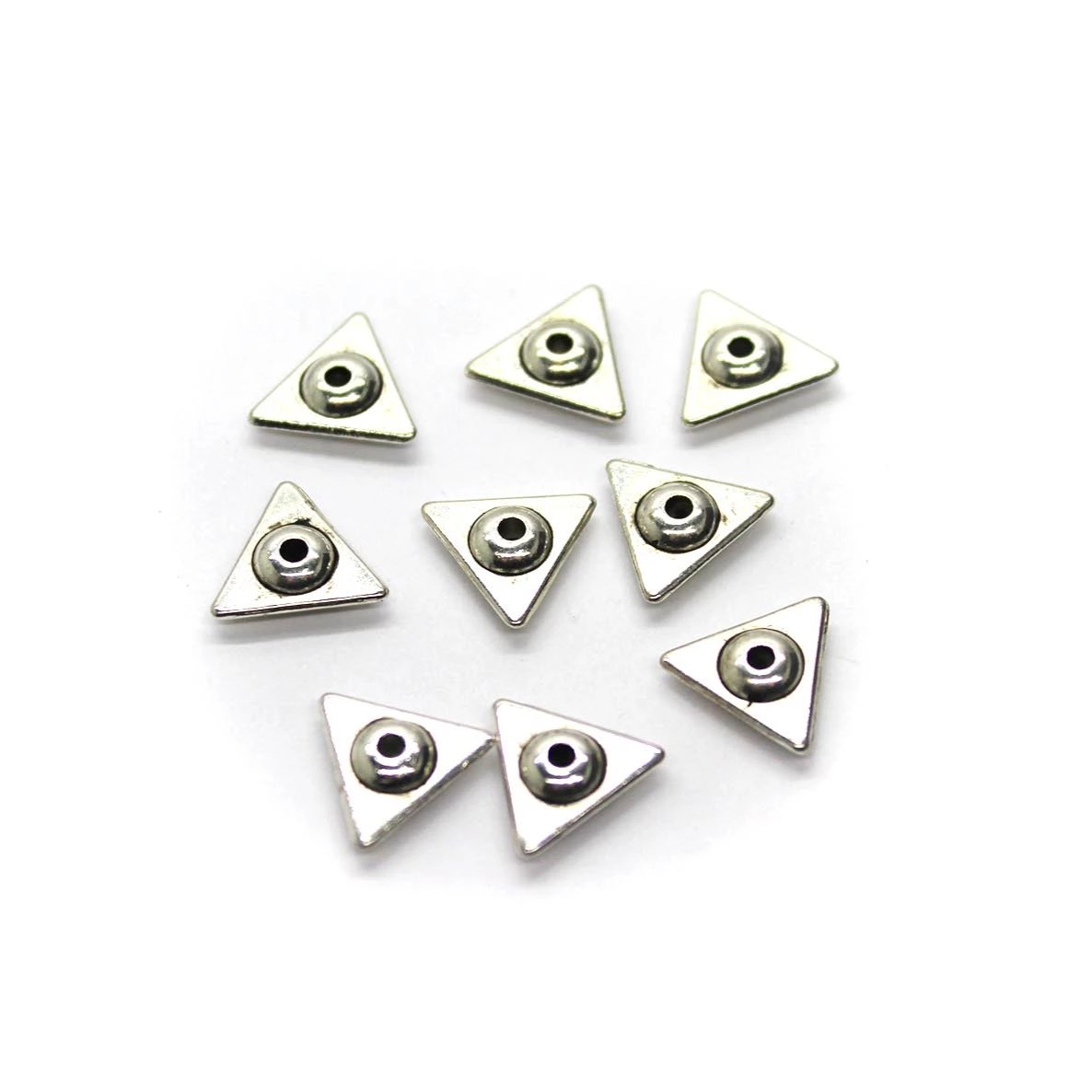 Spacers, Triangle Spacer, Alloy, Silver, 11mmX 11mm, Sold Per pkg of 12