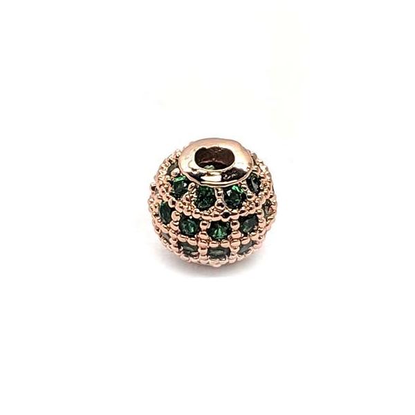 Bead, Micro Pave, Rose Gold, 6mm, 1pc