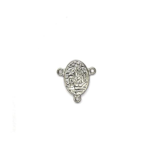 Charms, Catholic St. Bernadette Grotto of Lourdes Centerpiece, Silver, Alloy, 23mm x 21mm x 2mm, Sold Per pkg 8