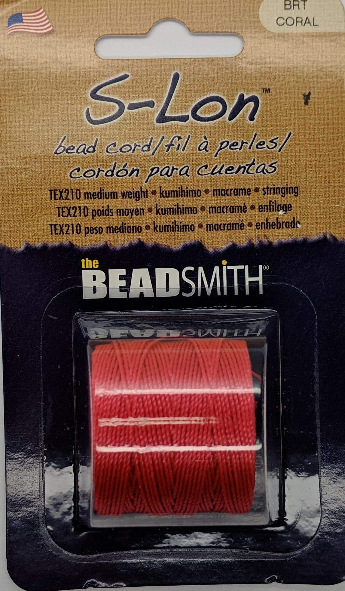 S-Lon Bead Cord - 77 yards - BRT Coral
