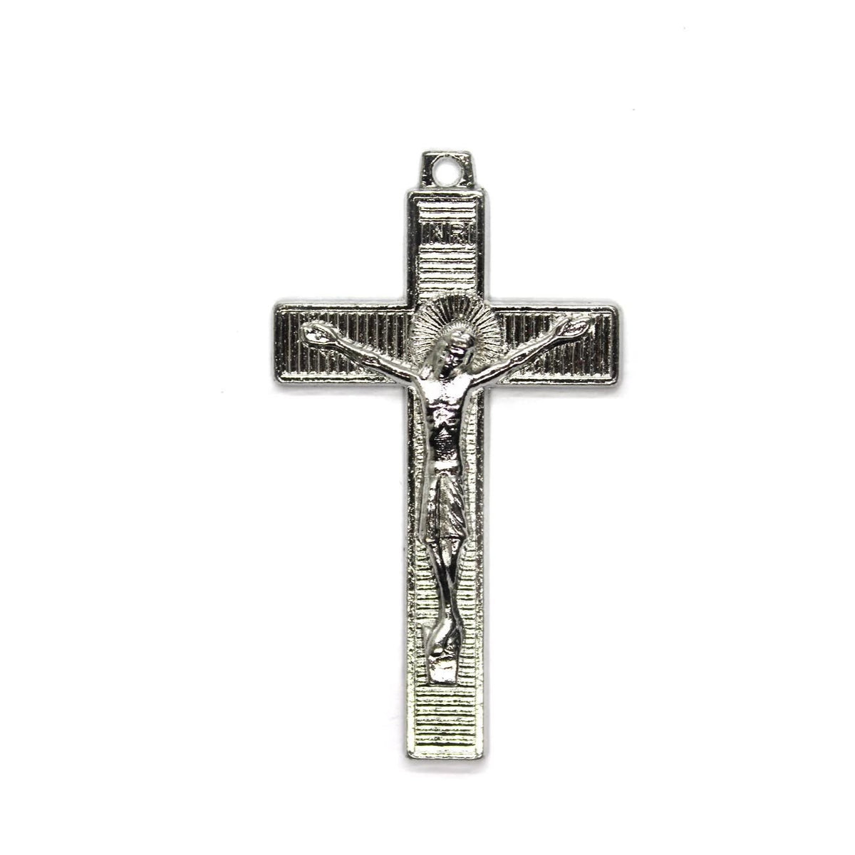 Pendant, Crucifix, Silver, Alloy, 50mm x 28mm, Sold Per pkg of 3