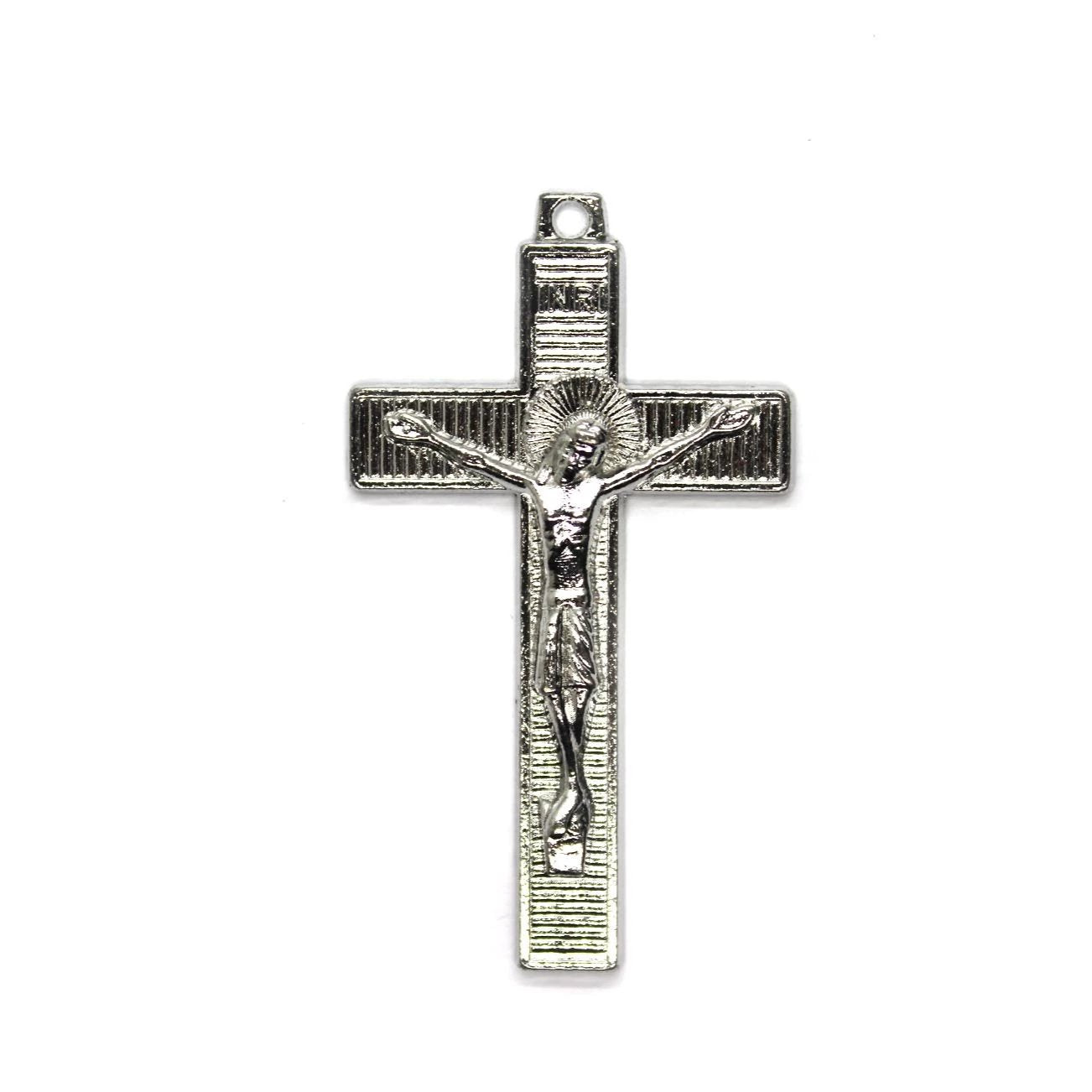 Pendant, Crucifix, Silver, Alloy, 50mm X 28mm, Sold Per pkg of 3