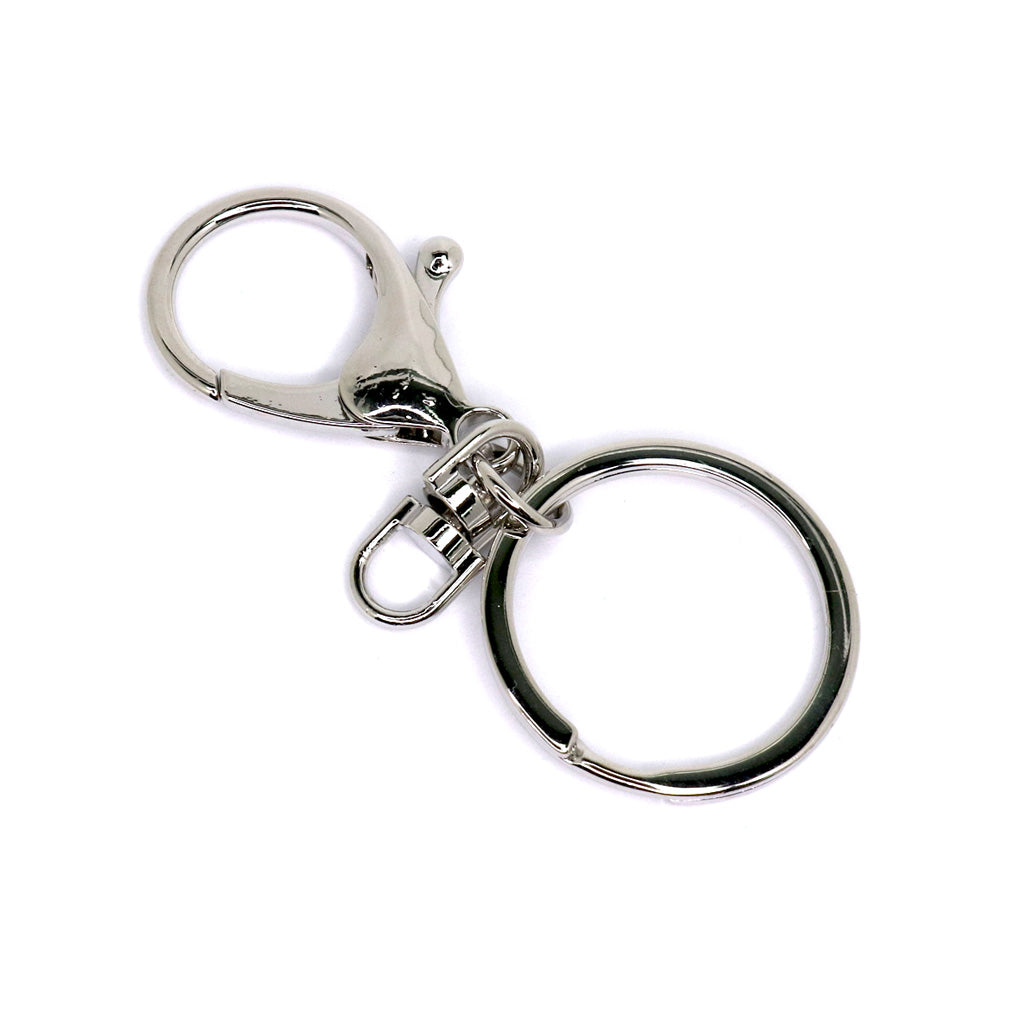 Lobster Clasp Key Ring, Silver Alloy, 35mm  x 21mm (Clasp) x 30mm (Ring), Sold Per pkg of 2