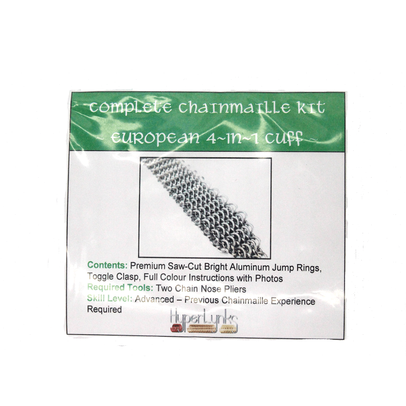 Complete Chainmaille Kit - Stretchy European 4-in-1 Bracelet, 1 Package - Butterfly Beads