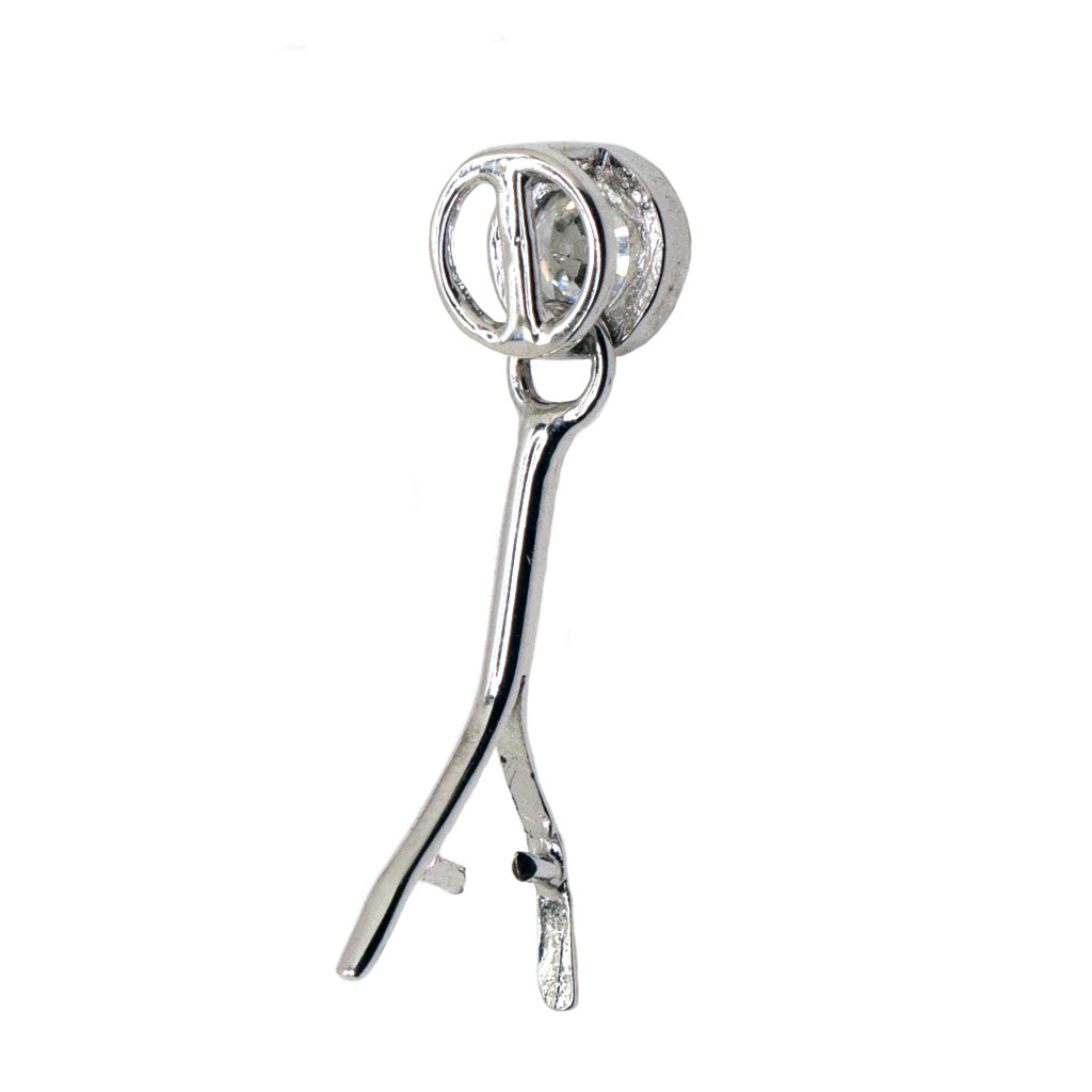 Bail, Cubic Zirconia Dangle Bail, Sterling Silver, 23mm X 5mm - 1pc