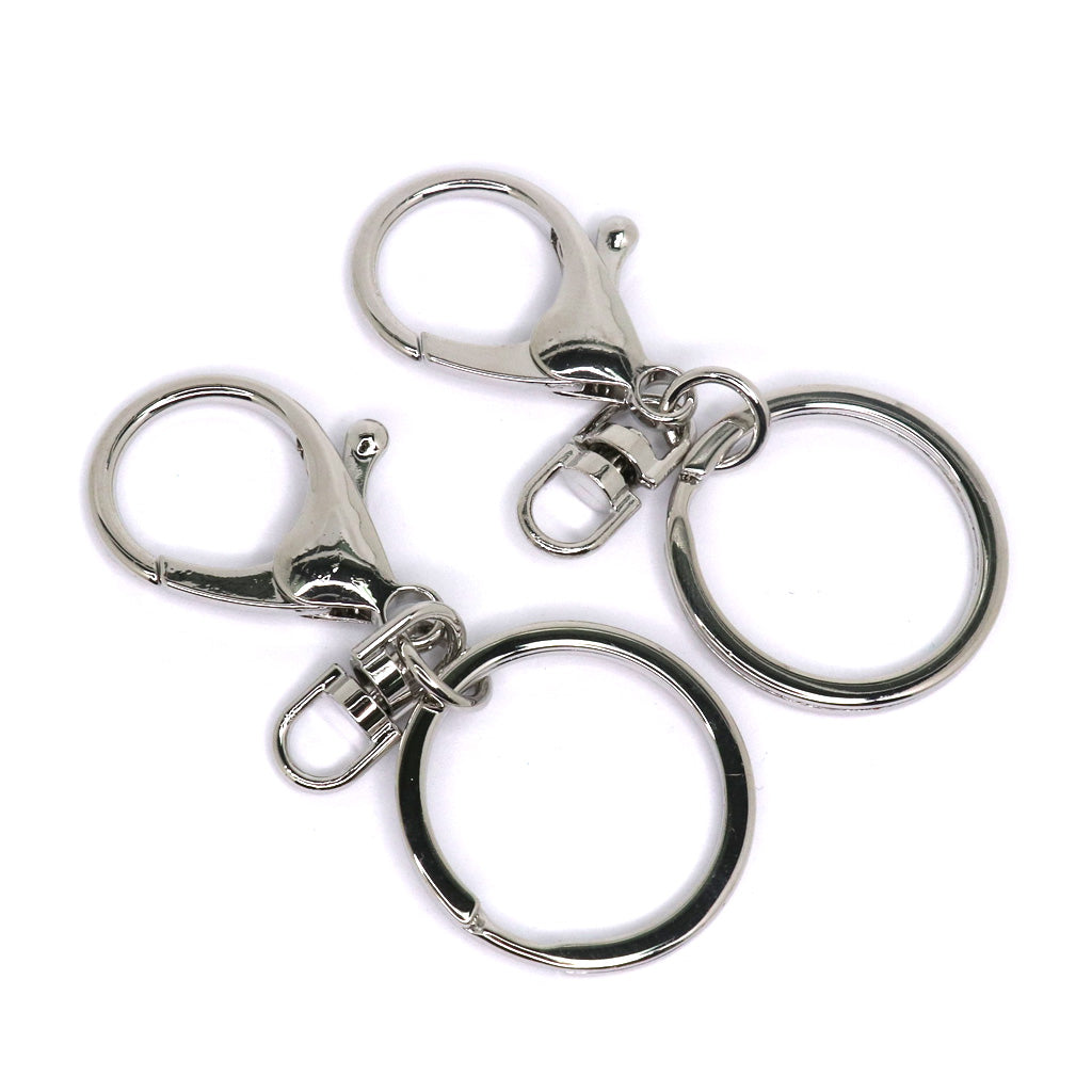 Lobster Clasp Key Ring, Silver Alloy, 35mm  x 21mm (Clasp) x 30mm (Ring), Sold Per pkg of 2