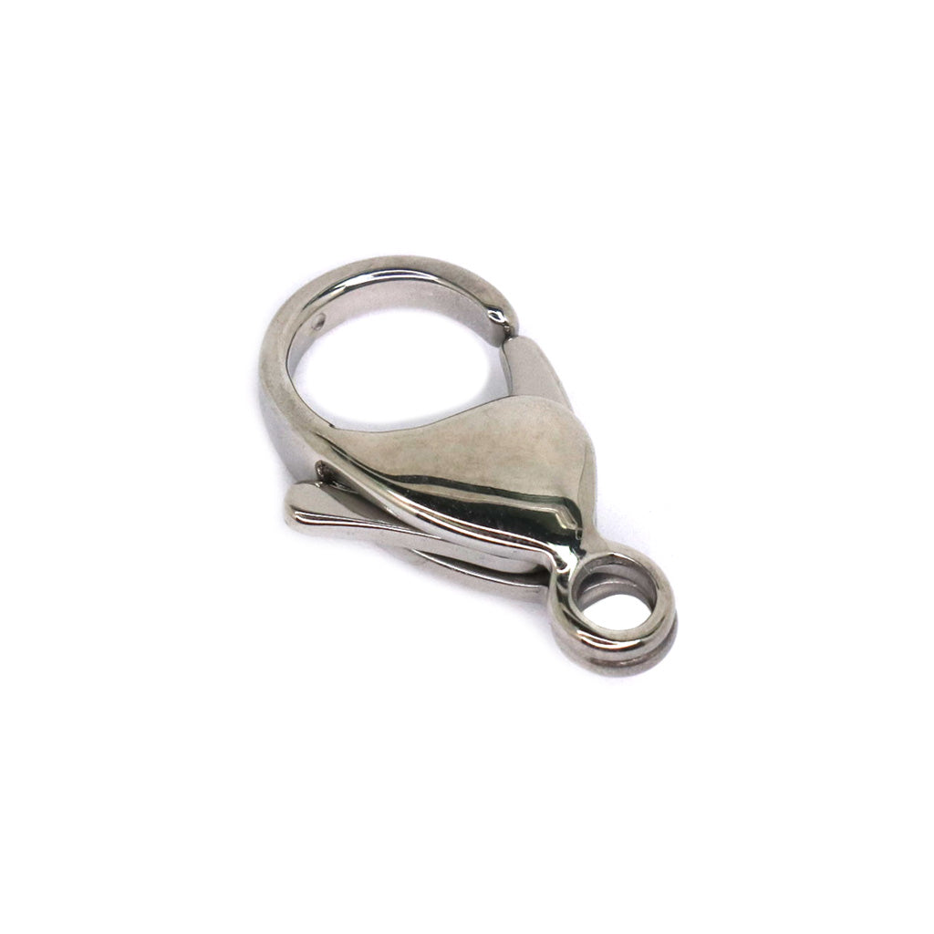 Clasp, Lobster, Silver, Stainless Steel, 19mm x 11mm, Sold Per pkg of 2