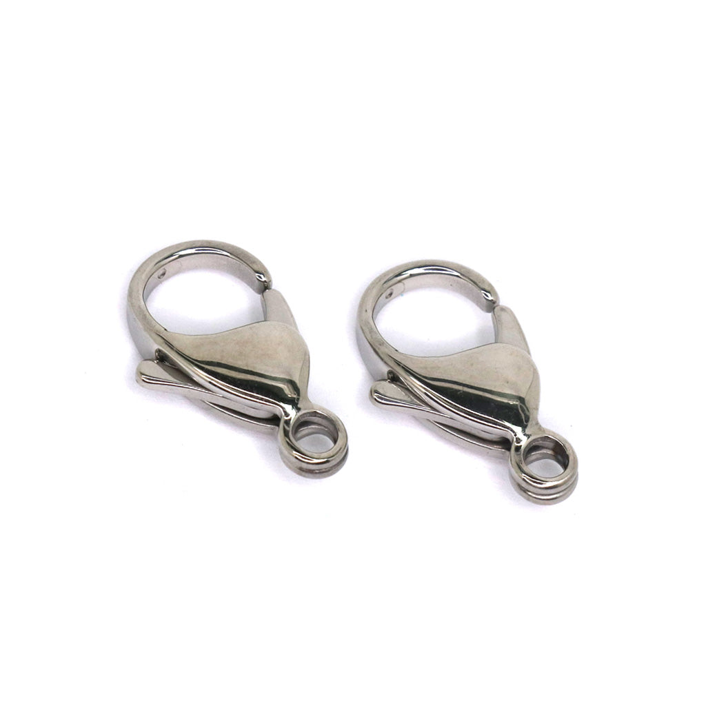 Clasp, Lobster, Silver, Stainless Steel, 19mm x 11mm, Sold Per pkg of 2