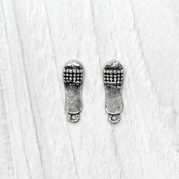 Charms, Flip Flop, Silver, Alloy, 20mm X 8mm, Sold Per pkg of 6