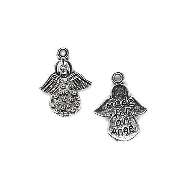 Charms, Made for an Angel, Silver, Alloy, 18mm x 14mm, Sold Per pkg 8