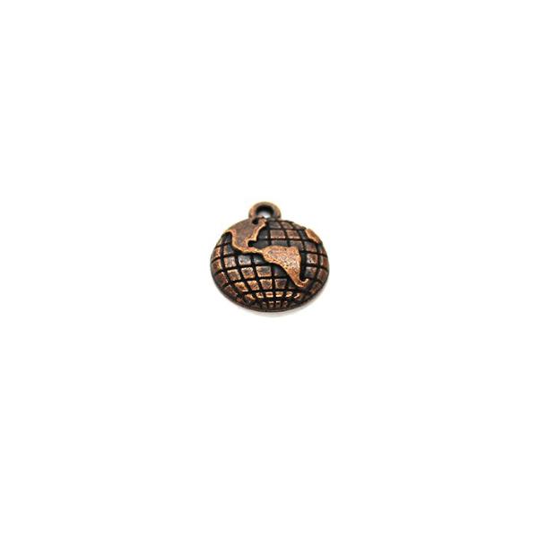 Charms, Flat Globe, Copper, Alloy, 19mm X 16mm, Sold Per pkg of 5