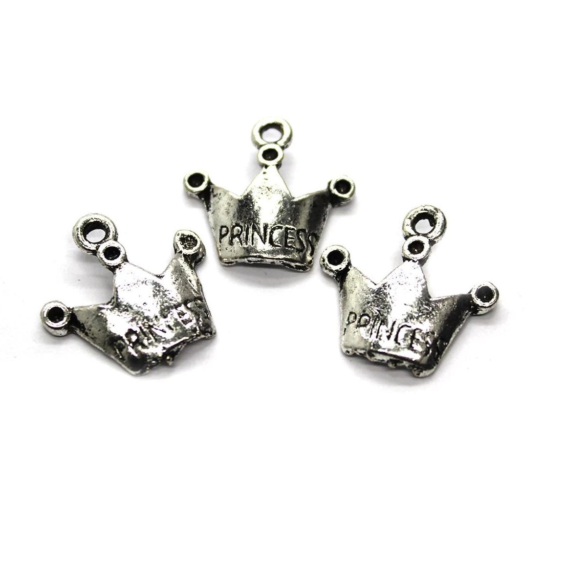 Charms, Princess Royal Crown, Silver, Alloy, 18mm x 19mm, Sold Per pkg of 4