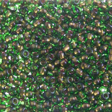 Czech Seed Beads, 22g vial 10/0, Green/Copper Line (18)