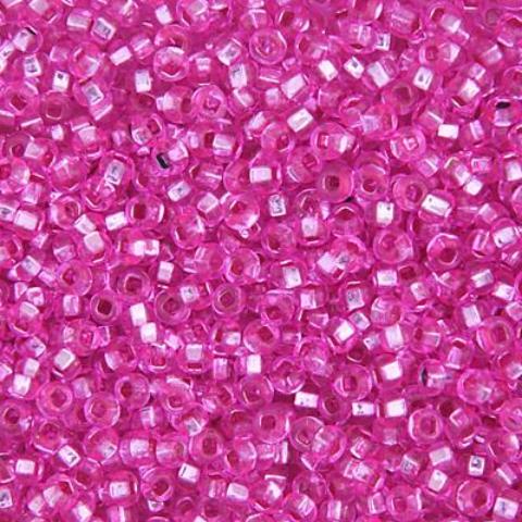 Czech Seed Beads, 22g vial 10/0, Silverline Dyed Fuchsia (30)