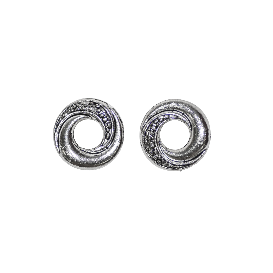 Round Swirl Frame Spacer, Silver, Alloy, 15mm x 15mm, Sold Per pkg of 12