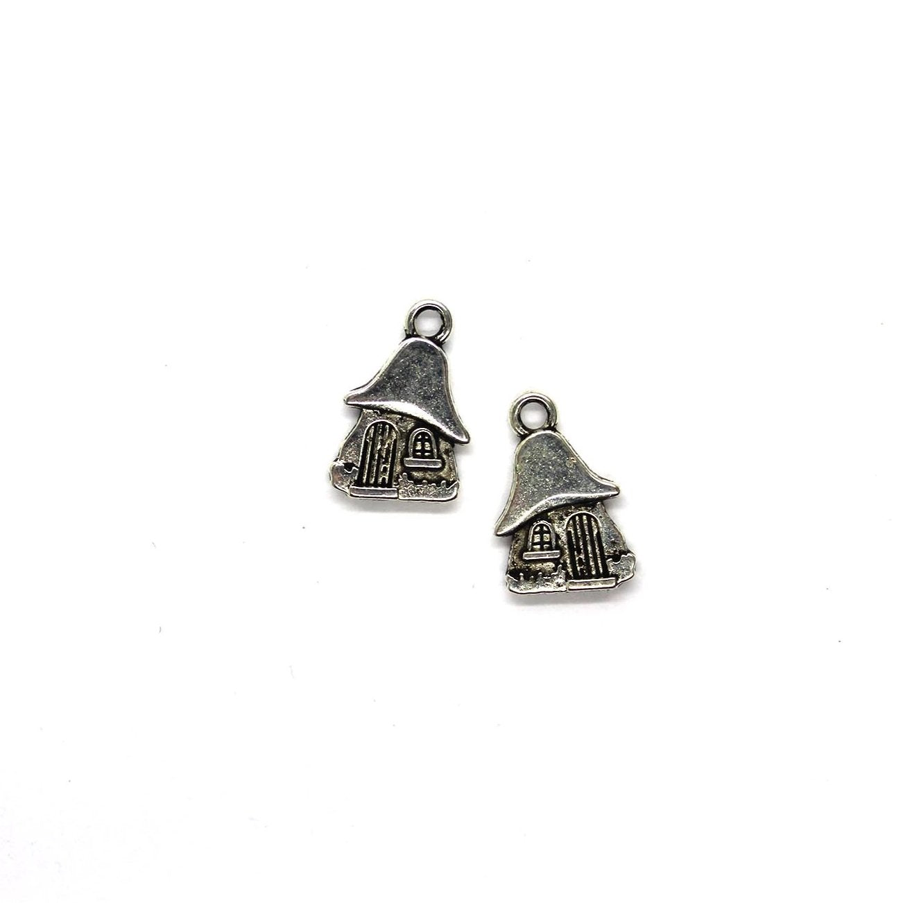 Charms, House, Silver, Alloy, 15mm x 10mm, Sold Per pkg 12