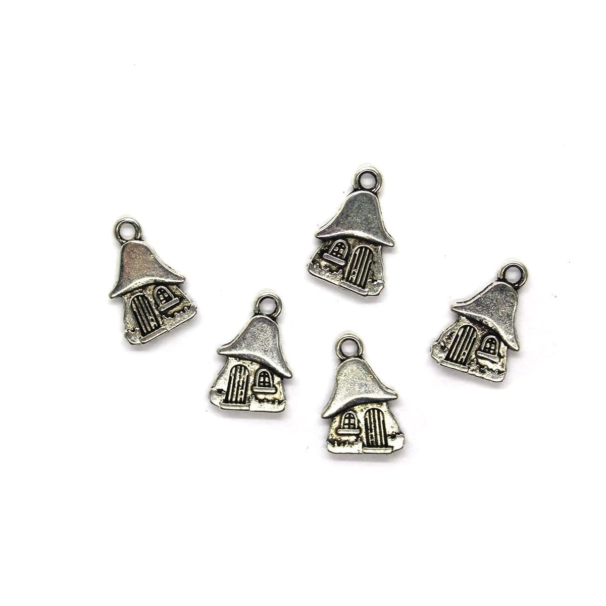 Charms, House, Silver, Alloy, 15mm x 10mm, Sold Per pkg 12
