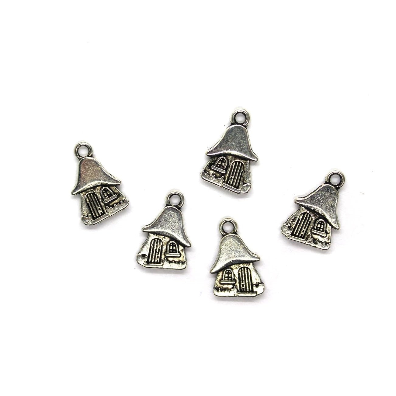 Charms, House, Silver, Alloy, 15mm x 10mm, Sold Per pkg 12