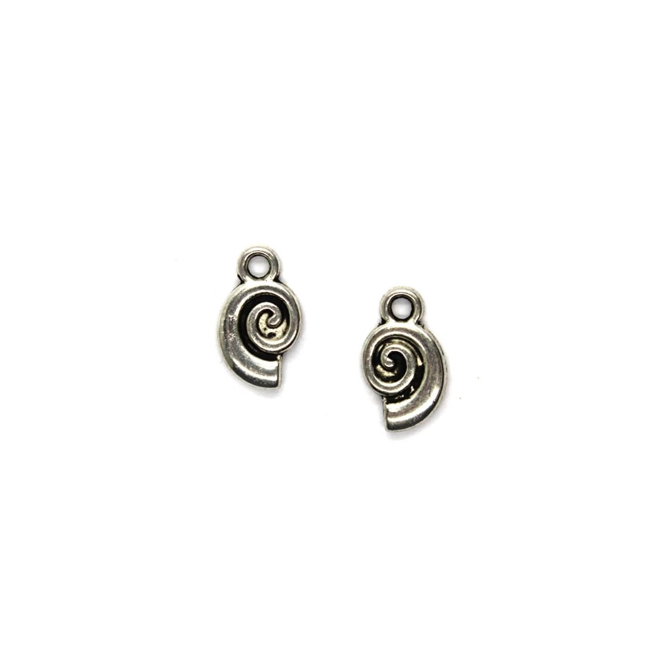 Charms, Snail Shell, Silver, Alloy, 12mm x 7mm, Sold Per pkg 14