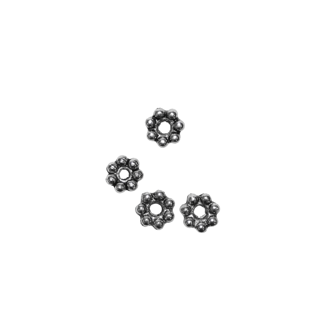 Spacers, Daisy, Silver, Alloy, 5mm x 5mm, Sold Per pkg of Approx 100+