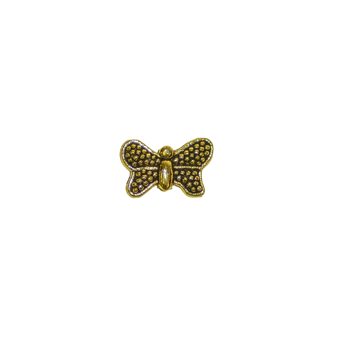 Spacers, Mini Butterfly Bead, Antique Gold, Alloy, 6.5mm x 10mm x 2.5mm, Sold Per pkg of 24
