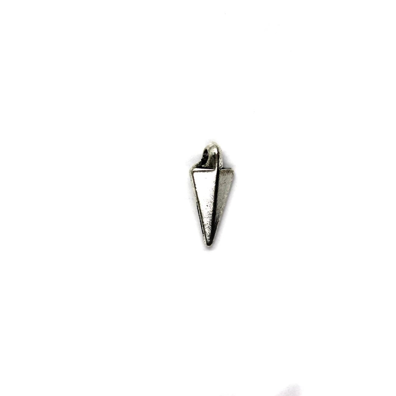 Charm, Solid Triangle, Alloy, Silver, 16mm X 7mm, Sold Per pkg of 6