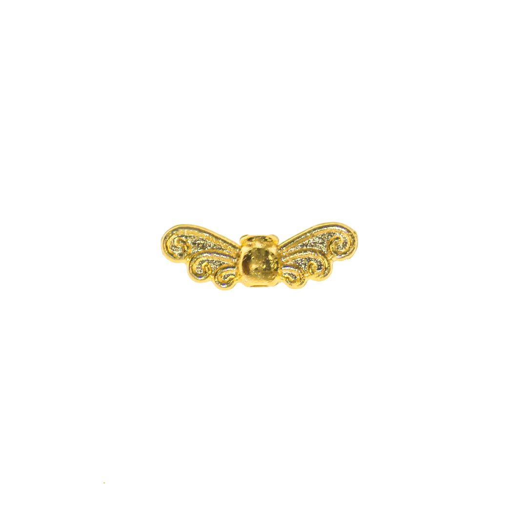 Spacers, Curled Wing, Bright Gold, Alloy, 4.5mm x 14mm, Sold Per pkg of 10