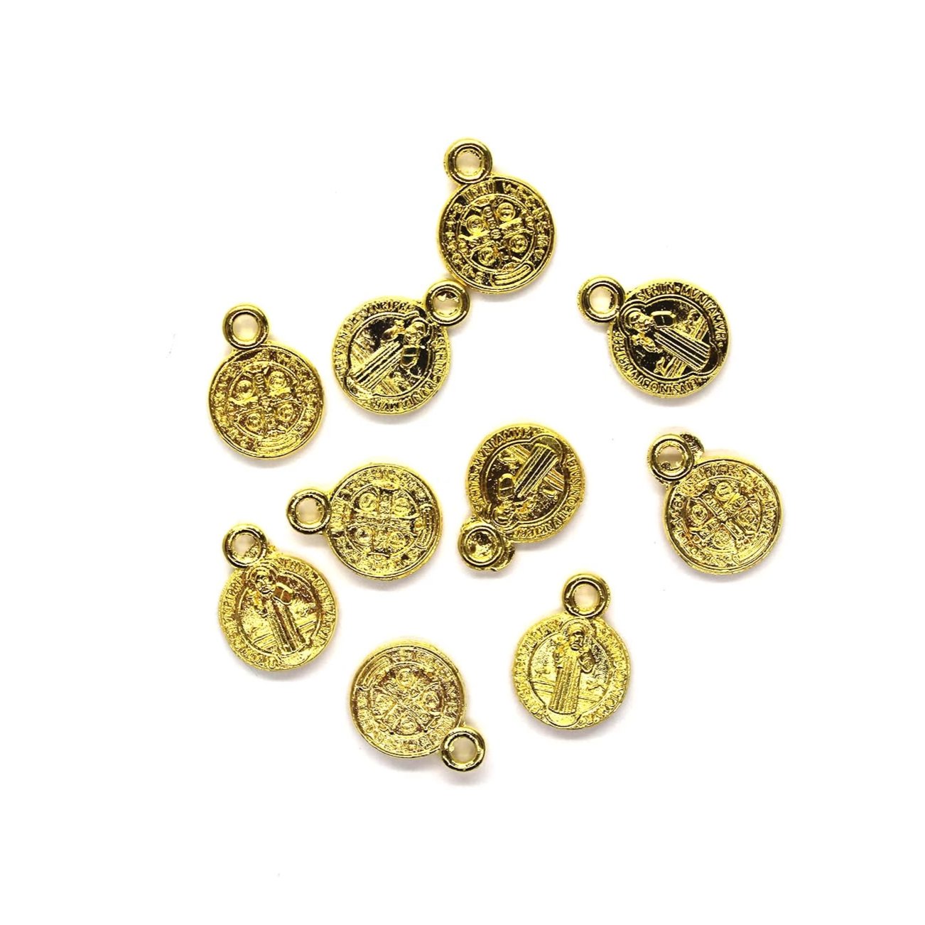 Charms, Saint Benedict Centerpiece, Gold, Alloy, 12mm x 9mm, Sold Per pkg 10
