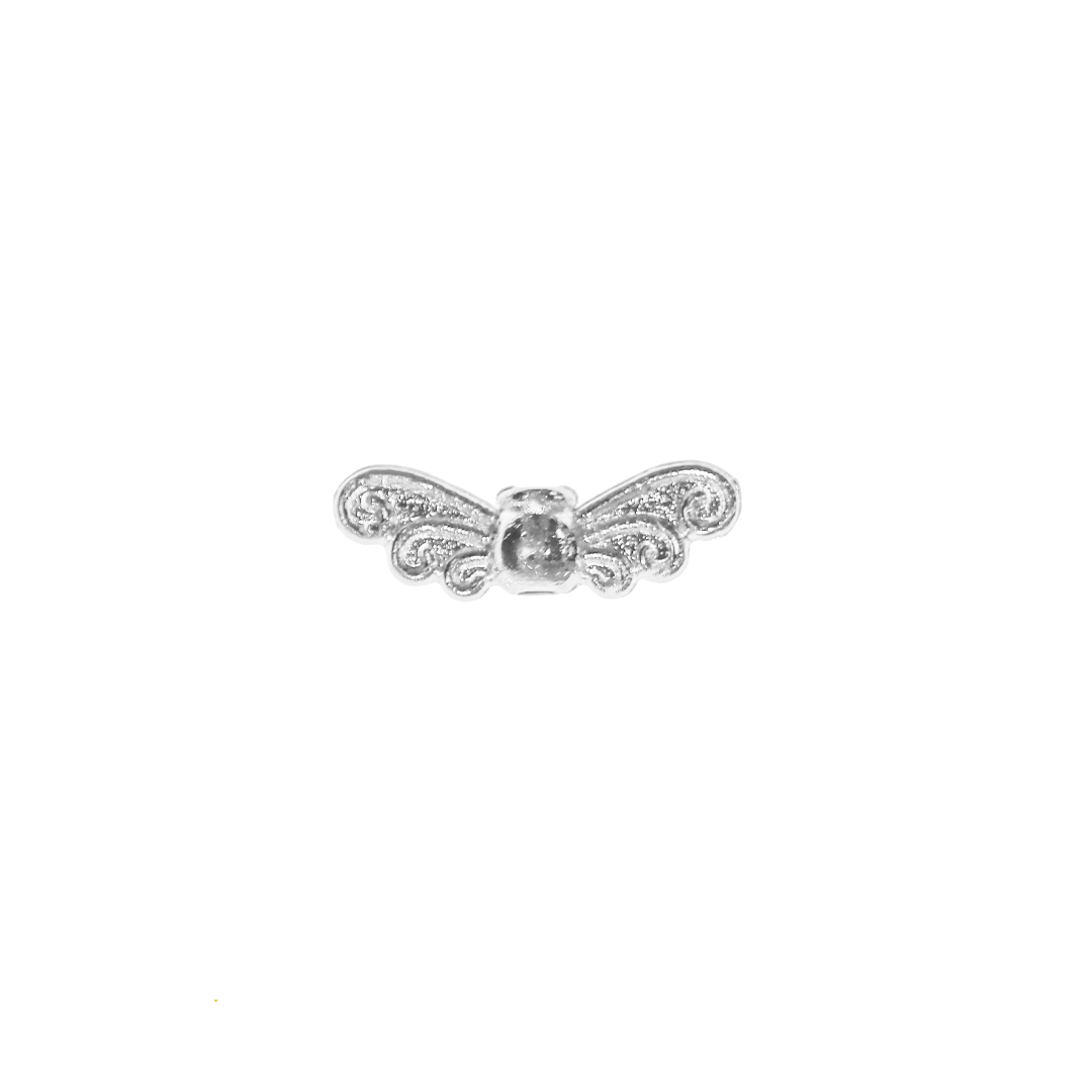 Spacers, Curled Wing, Bright Silver, Alloy, 4.5mm x 14mm, Sold Per pkg of 24