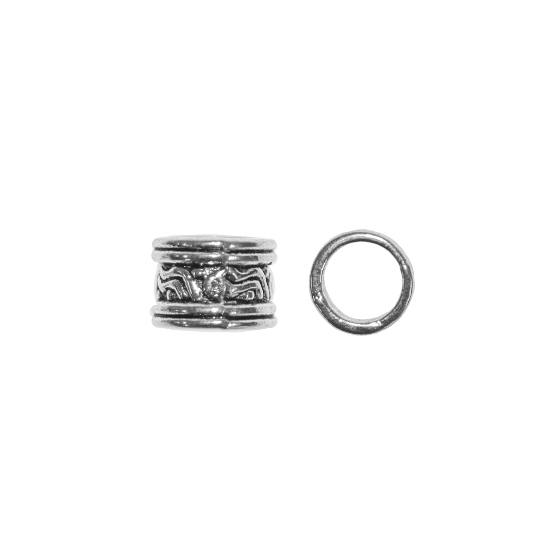 Spacers, Tibetan Tube, Silver, Alloy, 9.5mm x 7mm, Sold Per pkg of 8