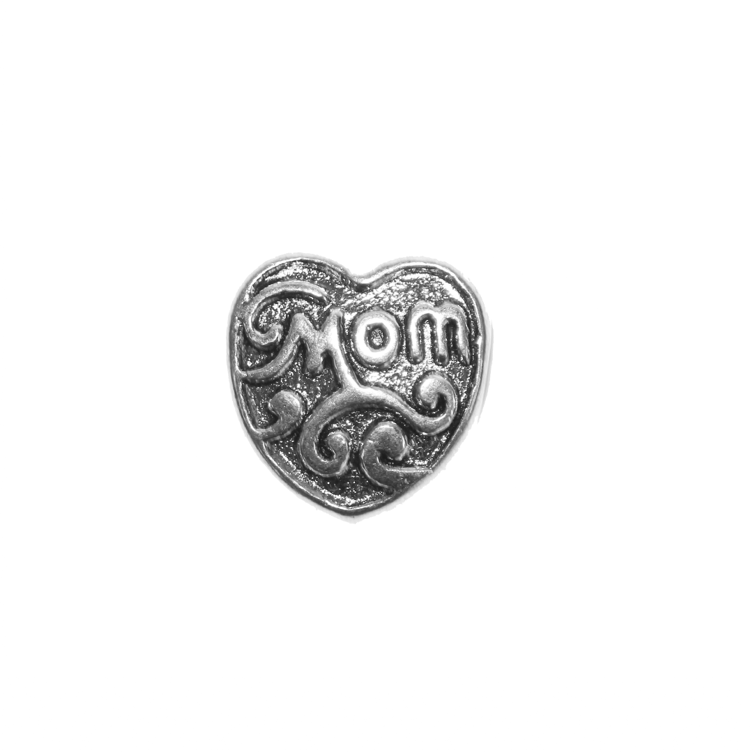 Spacers, Mom Heart, Silver, Alloy, 12.5mm x 12mm, Sold Per pkg of 2