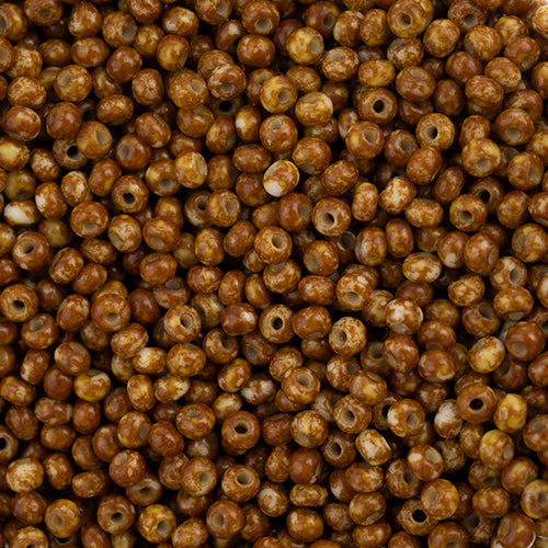 Czech Seed Beads - Czech 11/0 -  Travertine on Chalk White (124)