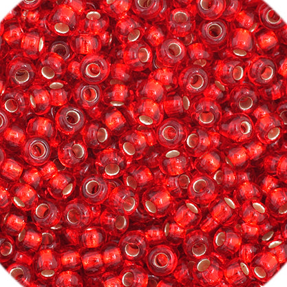 Czech Seed Beads - Czech 11/0 - Light Red Silverlined (55)