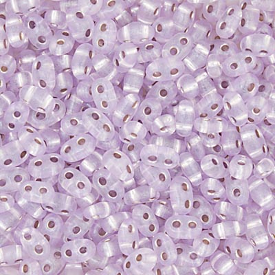 Czech Seed Beads - 2.5x5mm - Twin 2-Hole-Transparent Violet Silverlined
