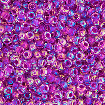 Japanese Seed Beads-Miyuki 11/0-Magenta AB Lined-Dyed