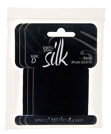 Silk Bead Thread - Size D - 28 yard - Black