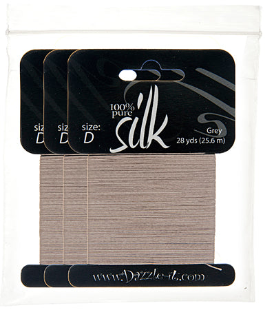 Silk Bead Thread - Size D - 28 yard - Grey